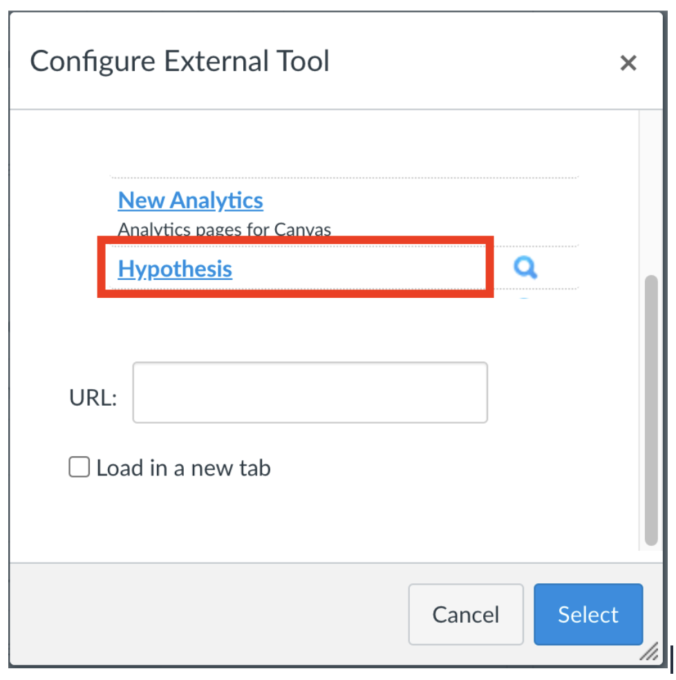 Hypothesis option in External Tools